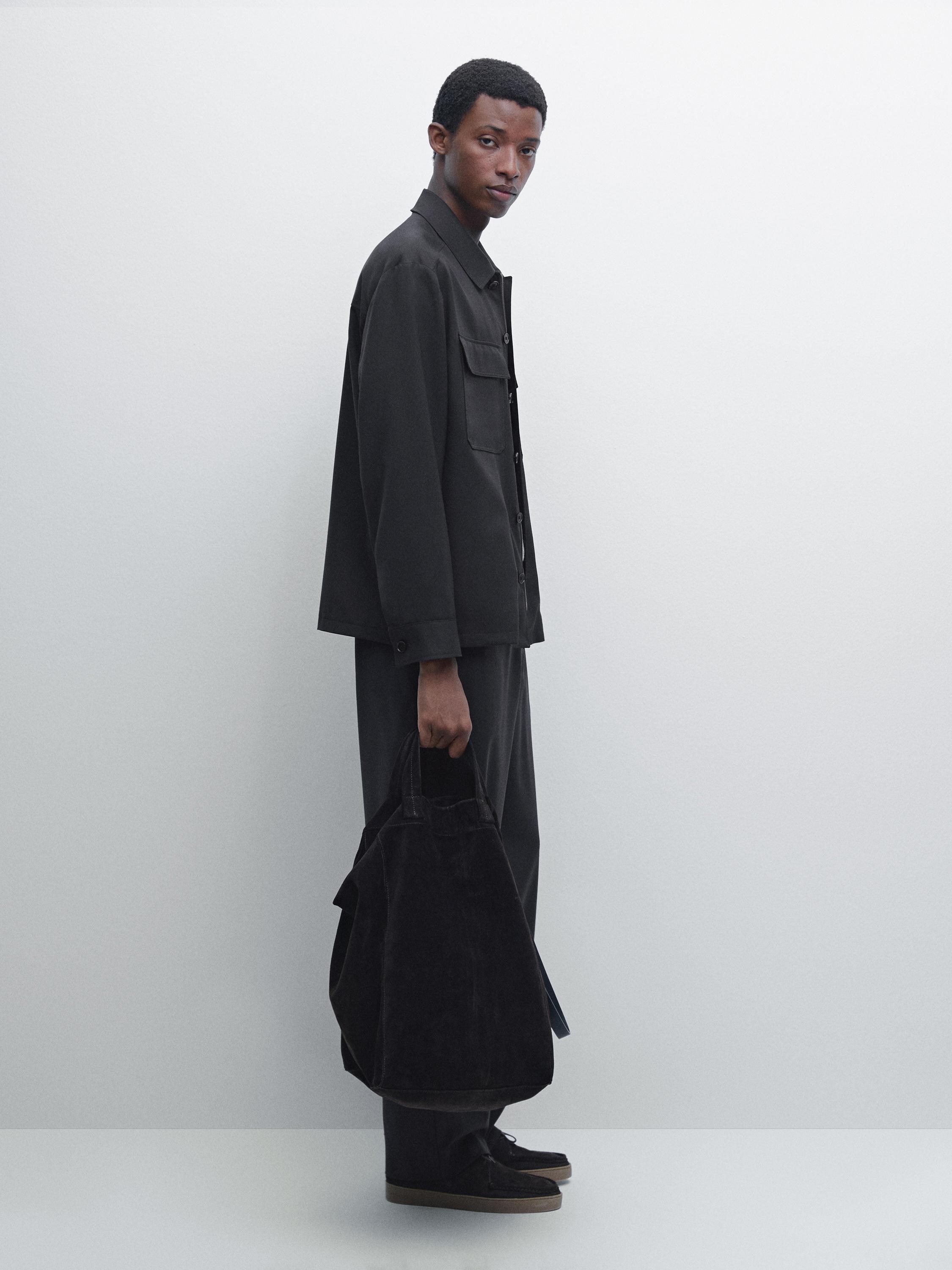 Cool wool blend zipped overshirt